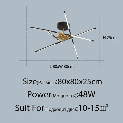 DecorBites™ Linen Ceiling Chandelier: Black Gold Pendant Lamp for Home, Office, or Restaurant Decorbites