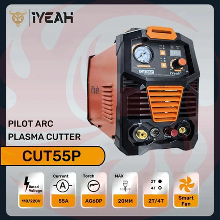 iYeah Plasma Cutter CUT55P HF Pilot Arc 110V/220V 55A With AG60P Torch MAX Cutting 20mm - Phoenix Fire Art Store