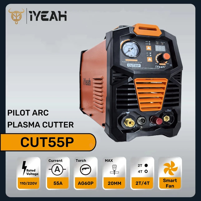 iYeah Plasma Cutter CUT55P HF Pilot Arc 110V/220V 55A With AG60P Torch MAX Cutting 20mm