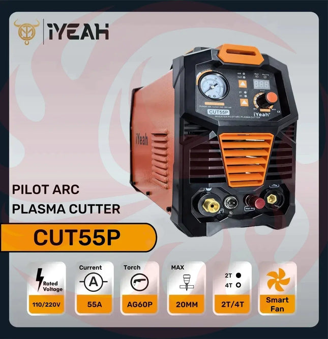 iYeah Plasma Cutter CUT55P HF Pilot Arc 110V/220V 55A With AG60P Torch MAX Cutting 20mm - Phoenix Fire Art Store