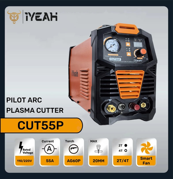 iYeah Plasma Cutter CUT55P HF Pilot Arc 110V/220V 55A With AG60P Torch MAX Cutting 20mm