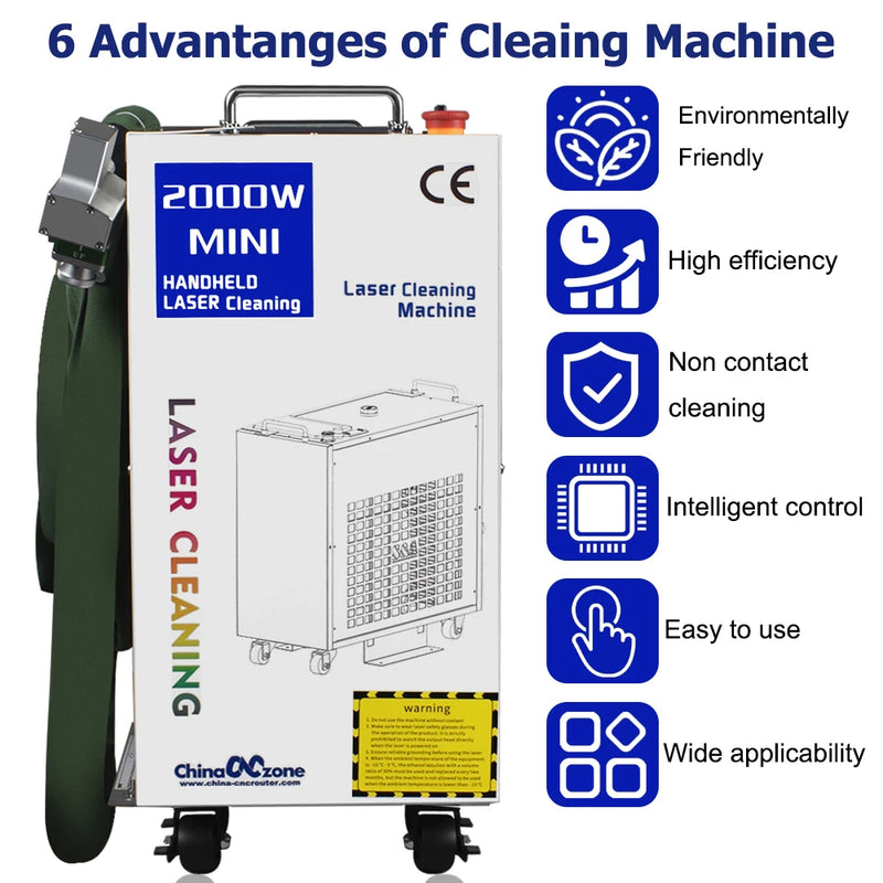 2000W Laser Cleaning Machine - 300MM Width Rust Removal Tool for Metal Surfaces