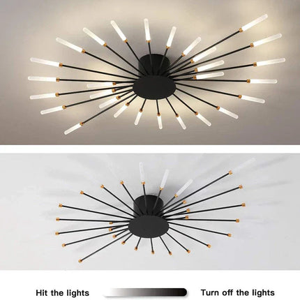 DecorBites™ LED Fireworks Chandelier: Modern Ceiling Lamp for Home Decor, Black Kitchen Lighting Fixtures Decorbites