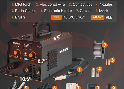 MIG Welder 130A | 2-in-1 Gasless Flux Core & ARC Machine