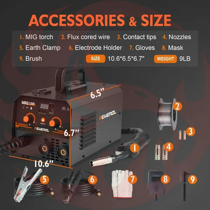 MIG Welder 130A | 2-in-1 Gasless Flux Core & ARC Machine