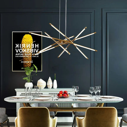 DecorBites™ Linen Ceiling Chandelier: Black Gold Pendant Lamp for Home, Office, or Restaurant Decorbites