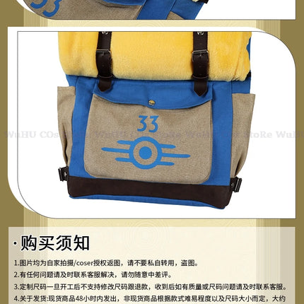 Fallout Lucy Vault 33 Cosplay Backpack with Blanket - Survivor Costume Accessory