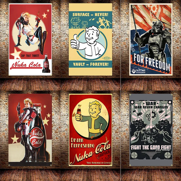 Fallout Flag Banner 3x5ft - Vault-Tec Poster Design for Gaming Room Decor