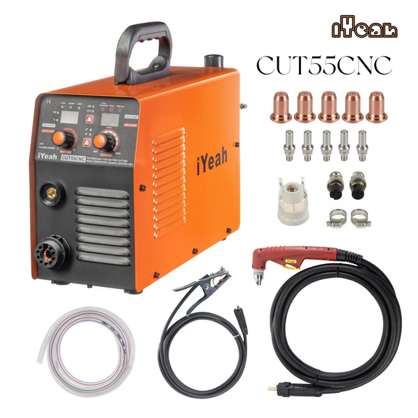 CNC Non-HF Pilot Arc CUT55 CNC iYeah Plasma Cutter 110V/220V 55A Machine With PT60/PTM60 Straight Torch Easy Cutting 25mm