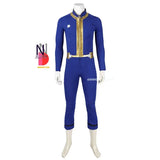 Fallout Vault 33 Hank Cosplay Costume - Blue Jumpsuit Uniform with Arm Props