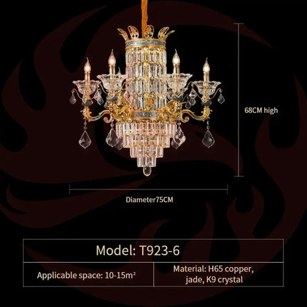DecorBites™ Luxe Crystal Chandelier: Elegant Copper Living Room Dining Candle Light Decorbites