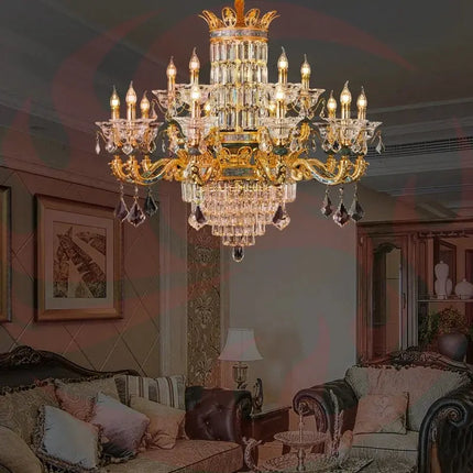 DecorBites™ Luxe Crystal Chandelier: Elegant Copper Living Room Dining Candle Light Decorbites