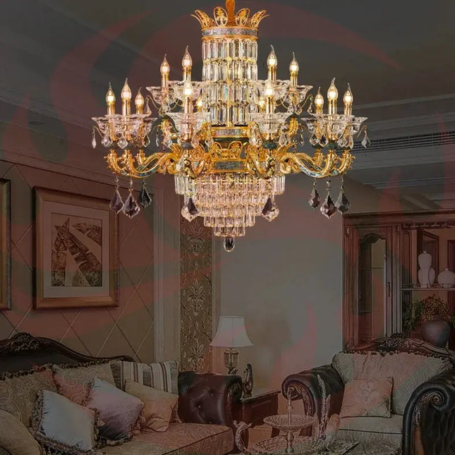 DecorBites™ Luxe Crystal Chandelier: Elegant Copper Living Room Dining Candle Light Decorbites