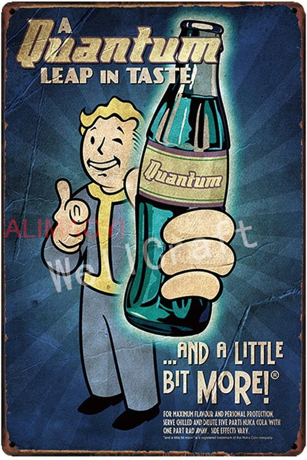 Fallout Nuka Cola Metal Sign - Vintage Game Wall Art Decor 8x12 Inch