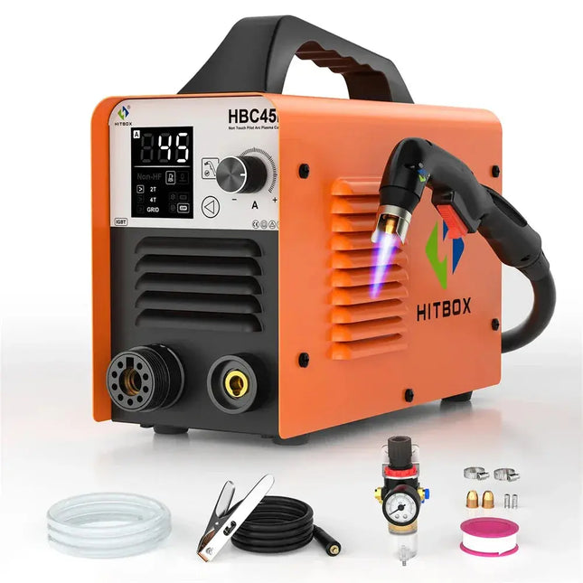 HITBOX 45A Plasma Cutter - Non-HF Non-Touch IGBT Inverter with Smart LED Display for DIY & Workshop Cutting - Phoenix Fire Art Store