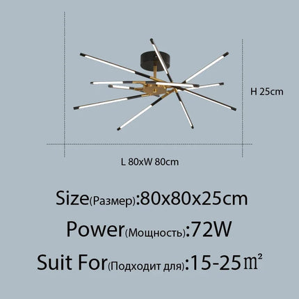 DecorBites™ Linen Ceiling Chandelier: Black Gold Pendant Lamp for Home, Office, or Restaurant Decorbites
