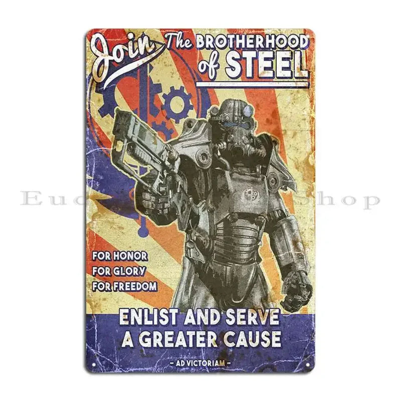 Brotherhood of Steel Metal Sign - Enlist Now Fallout Poster - Exclusive Megapanda687 Design