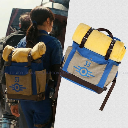 Fallout Lucy Vault 33 Cosplay Backpack with Blanket - Survivor Costume Accessory