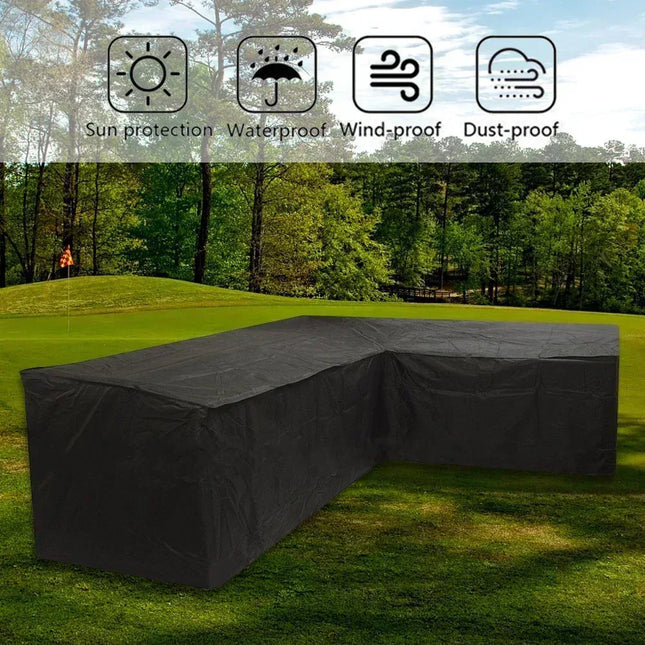 Black Outdoor Furniture Covers Waterproof Rain Snow Dust Wind-Proof Anti-UV Polyester Fiber Garden Lawn Patio Furniture Covers - Phoenix Fire Art Store
