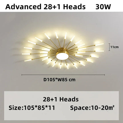 DecorBites™ LED Firework Chandelier: Modern Nordic Living Room Bedroom Pendant Light Fixtures Decorbites