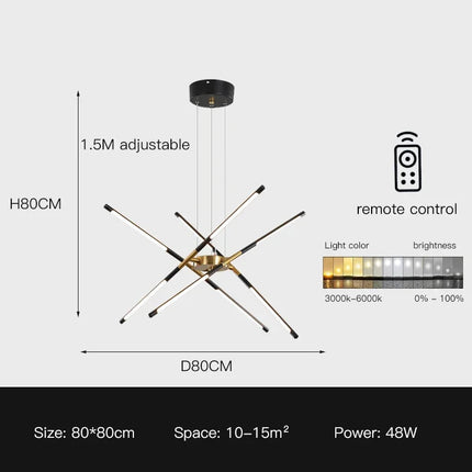 DecorBites™ Linen Ceiling Chandelier: Black Gold Pendant Lamp for Home, Office, or Restaurant Decorbites