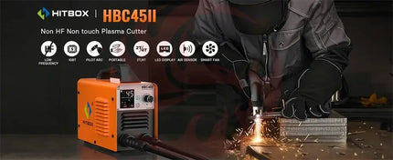 HITBOX 45A Plasma Cutter - Non-HF Non-Touch IGBT Inverter with Smart LED Display for DIY & Workshop Cutting - Phoenix Fire Art Store