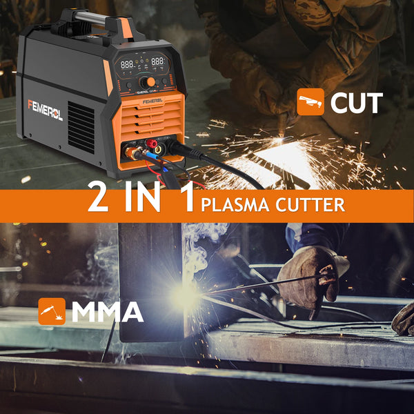 FEMEROL 2-in-1 Plasma Cutter 60A & Stick Welder 200A - 110/220V Dual Voltage IGBT Machine