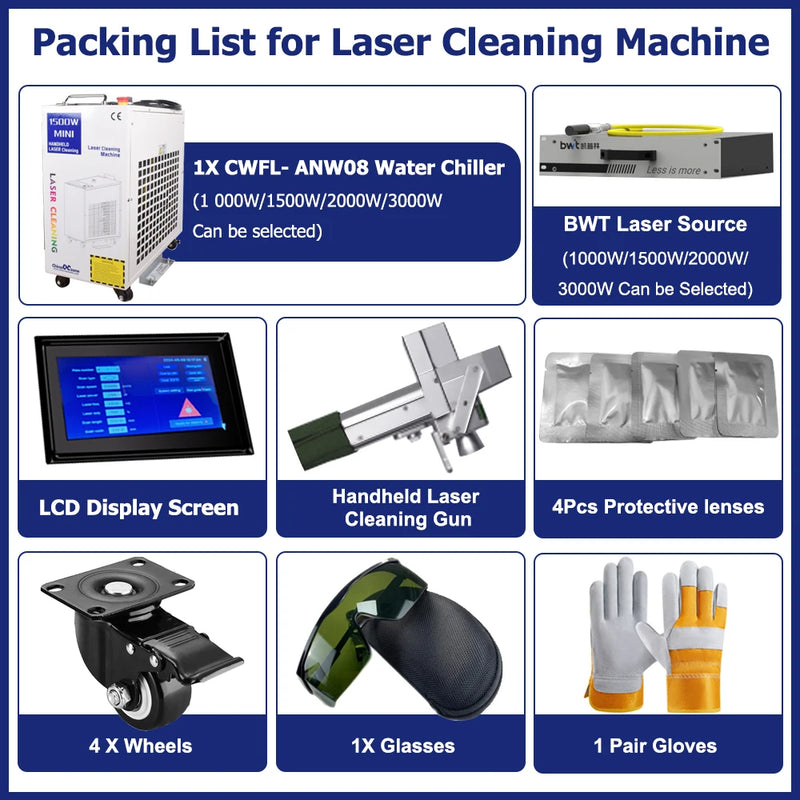 2000W Laser Cleaning Machine - 300MM Width Rust Removal Tool for Metal Surfaces