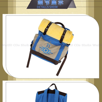 Fallout Lucy Vault 33 Cosplay Backpack with Blanket - Survivor Costume Accessory