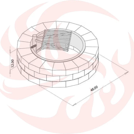 48-in Outdoor Round Concrete Block Stone Fire Pit Kit with Cooking Grill Grate - Phoenix Fire Art Store