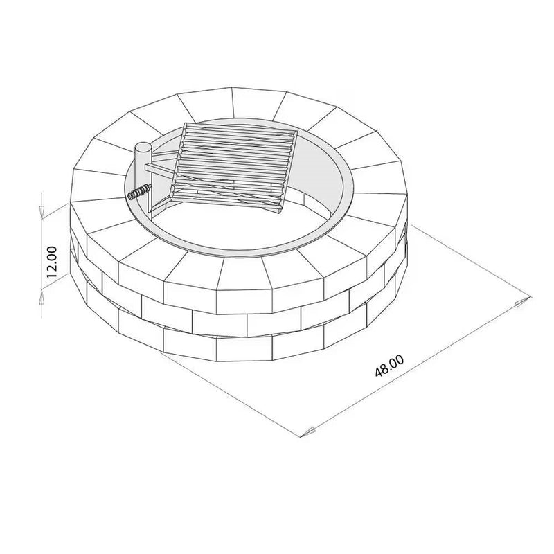 48-in Outdoor Round Concrete Block Stone Fire Pit Kit with Cooking Grill Grate
