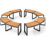 Set of 4 Round Outdoor Metal & Wood Backless Benches - Fire Pit, Tree & Table Seating