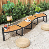 Set of 4 Round Outdoor Metal & Wood Backless Benches - Fire Pit, Tree & Table Seating