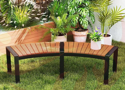 Set of 4 Round Outdoor Metal & Wood Backless Benches - Fire Pit, Tree & Table Seating - Phoenix Fire Art Store