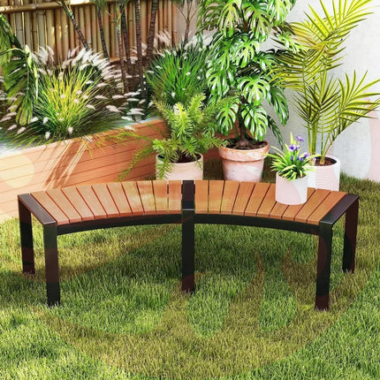 Set of 4 Round Outdoor Metal & Wood Backless Benches - Fire Pit, Tree & Table Seating - Phoenix Fire Art Store