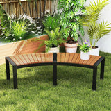 Set of 4 Round Outdoor Metal & Wood Backless Benches - Fire Pit, Tree & Table Seating