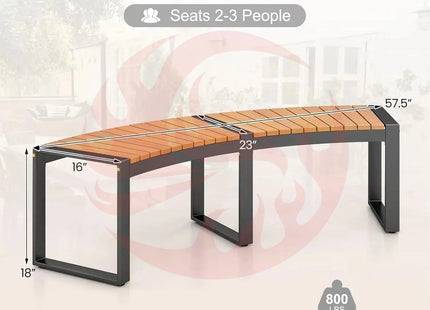 Set of 4 Round Outdoor Metal & Wood Backless Benches - Fire Pit, Tree & Table Seating - Phoenix Fire Art Store