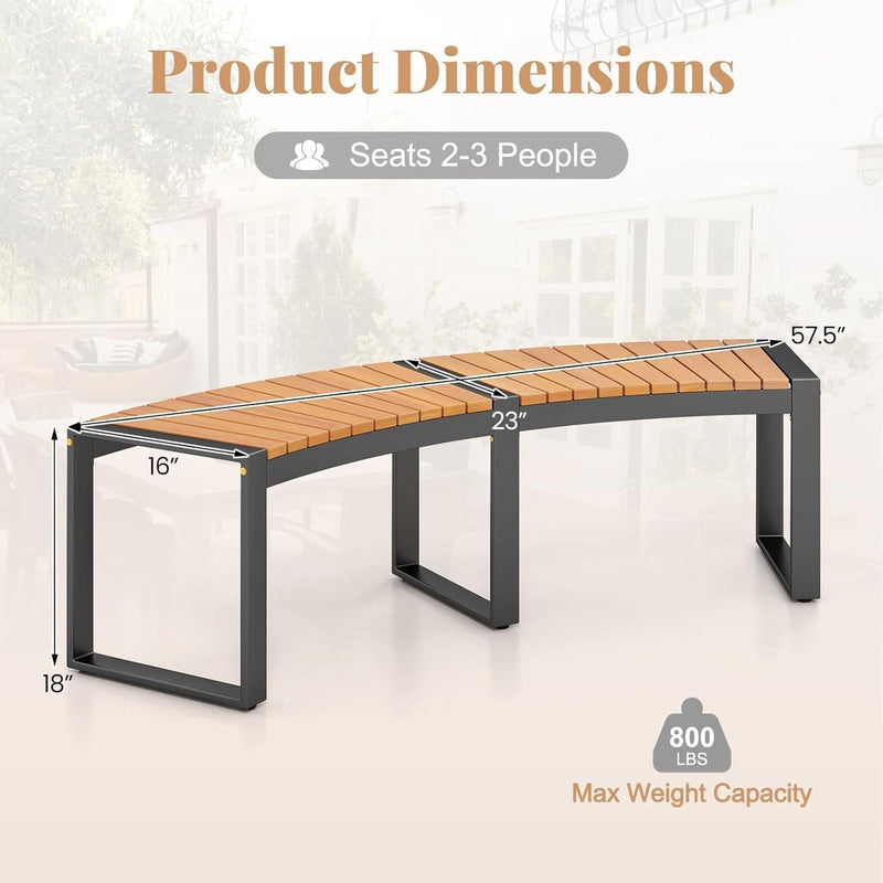 Set of 4 Round Outdoor Metal & Wood Backless Benches - Fire Pit, Tree & Table Seating