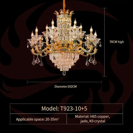 DecorBites™ Luxe Crystal Chandelier: Elegant Copper Living Room Dining Candle Light Decorbites