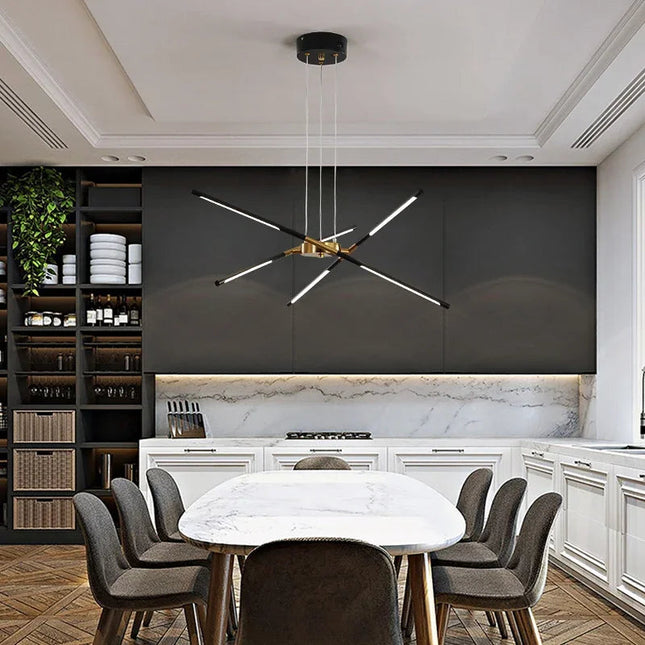 DecorBites™ Linen Ceiling Chandelier: Black Gold Pendant Lamp for Home, Office, or Restaurant Decorbites