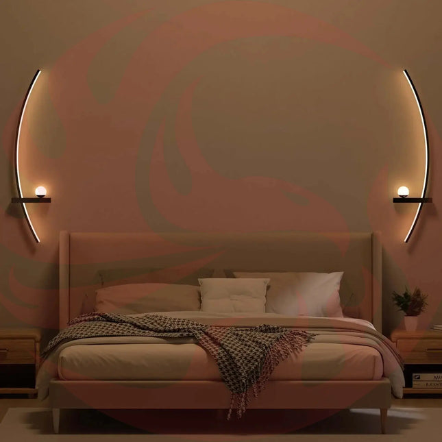 2pcs Modern Adjustable LED Wall Sconce 31.5" Arched Bedside Lamp 3000K Warm Glow Moktan Sabai
