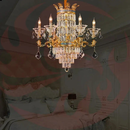 DecorBites™ Luxe Crystal Chandelier: Elegant Copper Living Room Dining Candle Light Decorbites