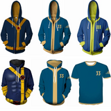 Fallout Vault 111 & 33 Cosplay Hoodie - Authentic 3D Print Zip Up Jacket Costume