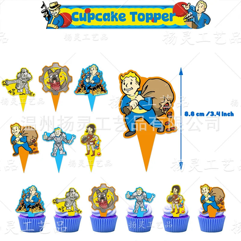 Fallout Birthday Party Decorations Kit - Vault Boy Banner, Balloons & Flags - Complete Radiation Theme Party Supplies