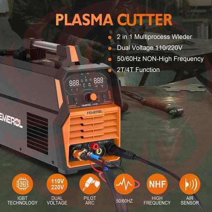 FEMEROL 2-in-1 Plasma Cutter 60A & Stick Welder 200A - 110/220V Dual Voltage IGBT Machine - Phoenix Fire Art Store
