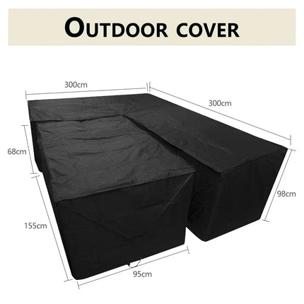 Black Outdoor Furniture Covers Waterproof Rain Snow Dust Wind-Proof Anti-UV Polyester Fiber Garden Lawn Patio Furniture Covers - Phoenix Fire Art Store
