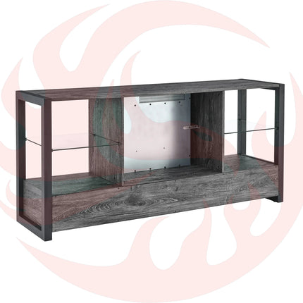 60 Inch Electric Fireplace TV Stand with Sync LED Lights - Dark Rustic Oak - Phoenix Fire Art Store