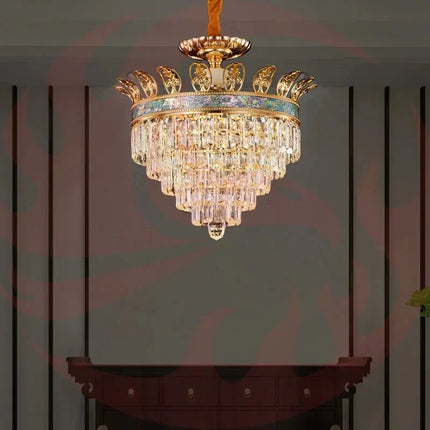 DecorBites™ Luxe Crystal Chandelier: Elegant Copper Living Room Dining Candle Light Decorbites