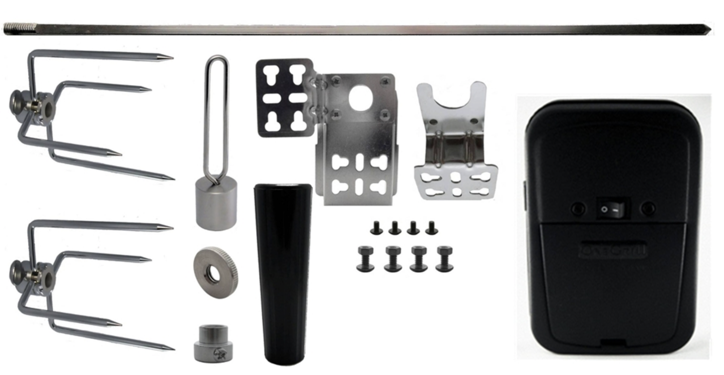 Extra Rotisserie Cordless Motor, Spit, Forks and Bracket Kit. - Phoenix Fire Art Store