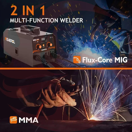 MIG Welder 130A | 2-in-1 Gasless Flux Core & ARC Machine